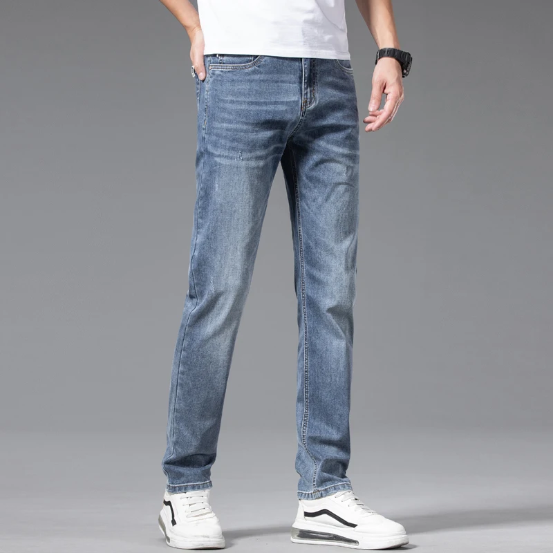 High-End Jeans Men's 2024 Spring and Autumn New Straight Stretch Trousers Casual Pants Men's Summer