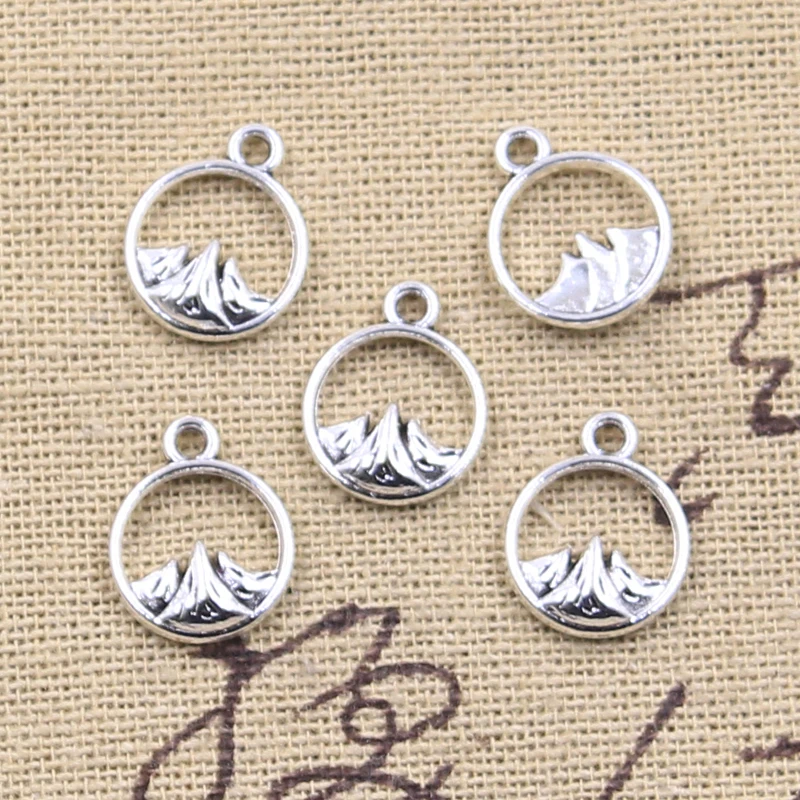 50pcs Charms Volcanic Snow Mountain 14x11mm Antique Silver Color Pendants DIY Crafts Making Findings Handmade Tibetan Jewelry