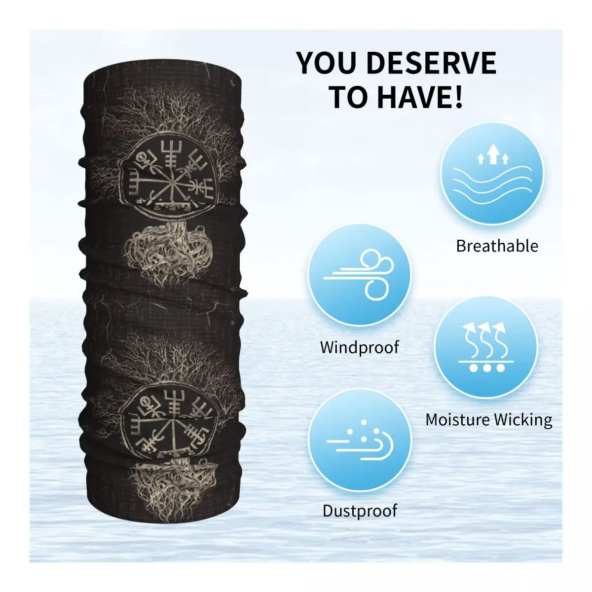 Vegvisir And Tree Of Life Yggdrasil Bandana Neck Warmer Women Men Winter Ski Tube Scarf Gaiter Viking Compass Face Cover