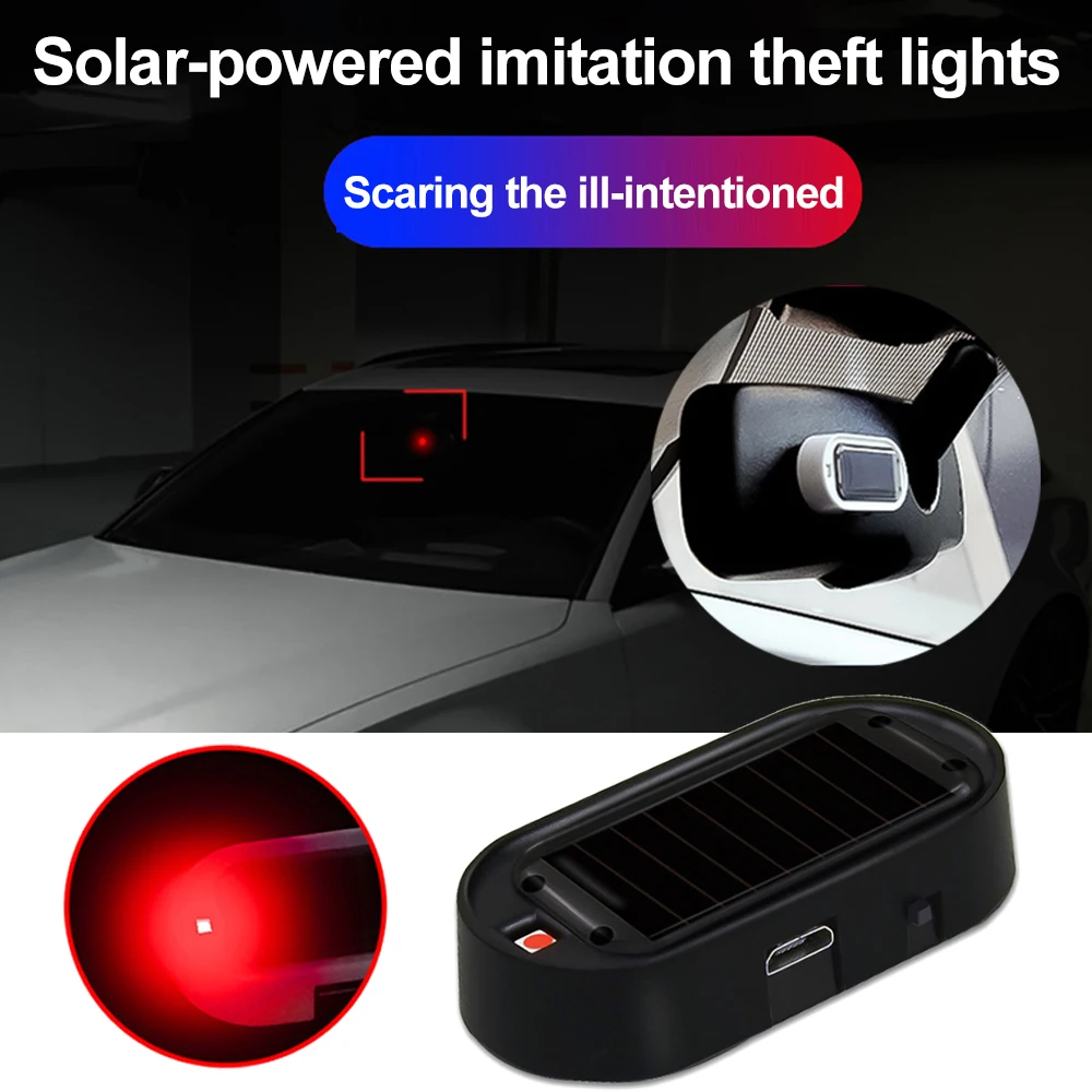 

Автомобильный поддельный светильник на солнечной энергии, супер яркий мигающий имитация лампы, беспроводной стробоскопический сигнал, противоугонная предупредительная лампа