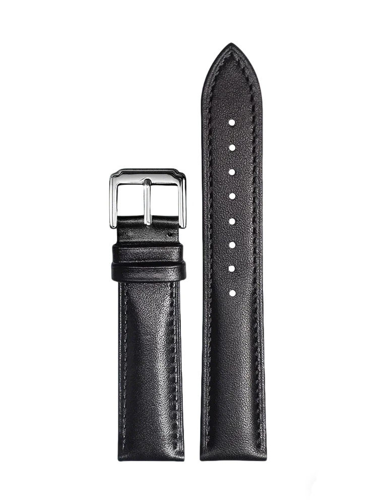For Men Luxury Watch Band, Full Grain Leather Strap for Omega Longines IWC, 20mm 22mm Deployment Buckle Replacement Strap, Black