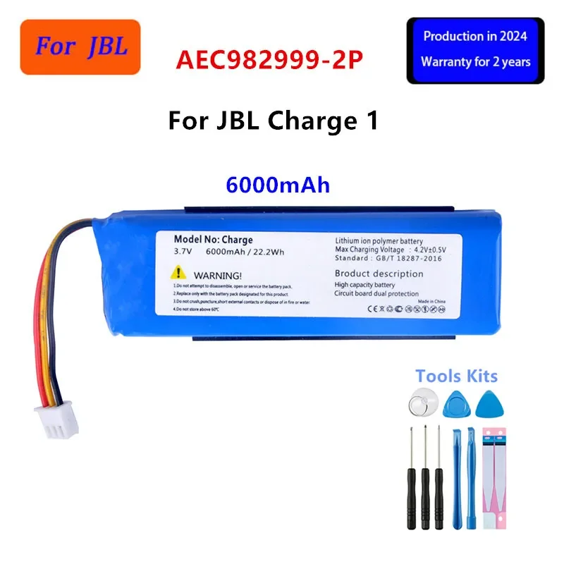 

Original AEC982999-2P 6000mAh Replacement Battery For JBL Charge 1 Charge1 Wireless Bluetooth Speaker Batteries + Tools