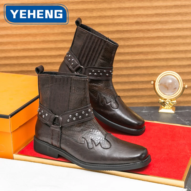 

Мужские ботинки челси в стиле ретро, удобные модные ковбойские ботинки, европейские уличные непромокаемые ботильоны, мужские тренировочные мотоциклетные ботинки