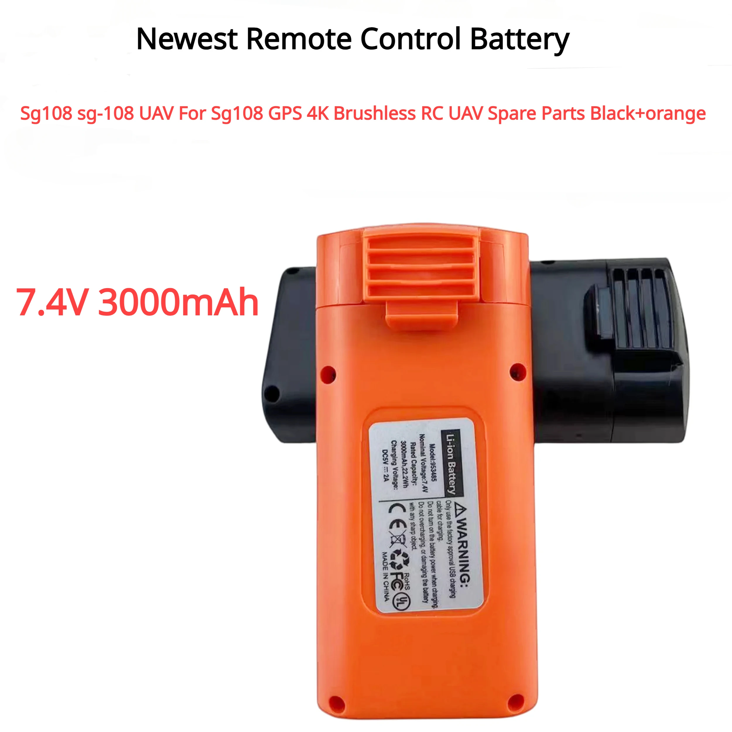 Newest Remote Control Battery 7.4V 3000mAh  Sg108 sg-108 UAV For Sg108 GPS 4K Brushless RC UAV Spare Parts Black+orange