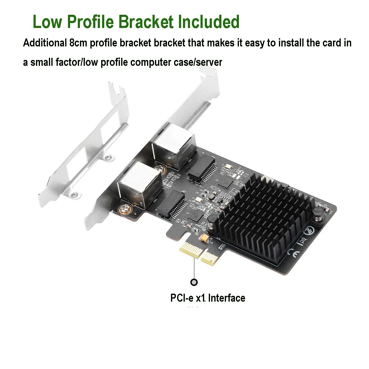 IOCREST 2.5G Base-T Gigabit Network Adapter  2 Ports 2500Mbps PCIe 2.5gb Ethernet Card RJ45 LAN Controller Card Pci-e 8125 chip