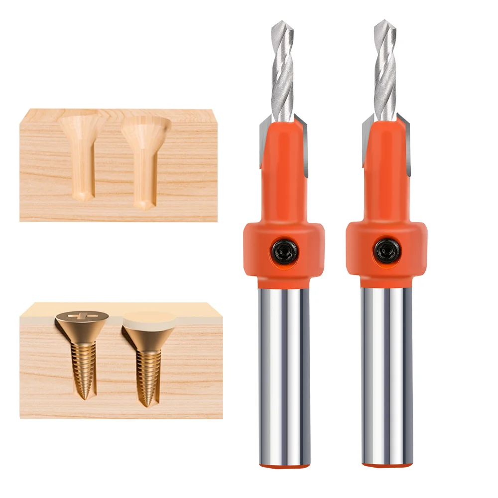 XCAN Drill Bit 8mm Shank Countersink Router Bit Wood Router Bit For Wood Milling Cutter HSS Woodworking Hole Drilling Tools 