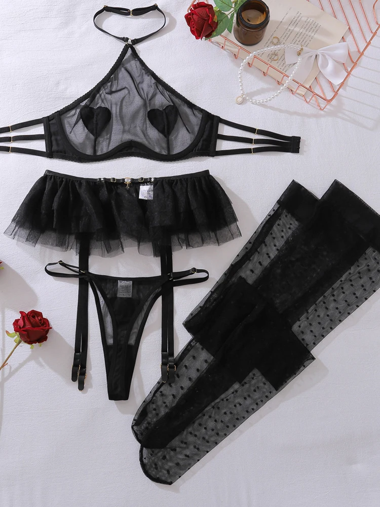 Women Transparent Underwear Set Sexy Costumes Delicate Bra Kit Push Up Sexy Lingerie Bra Panties Set Outfit Fancy Intimate