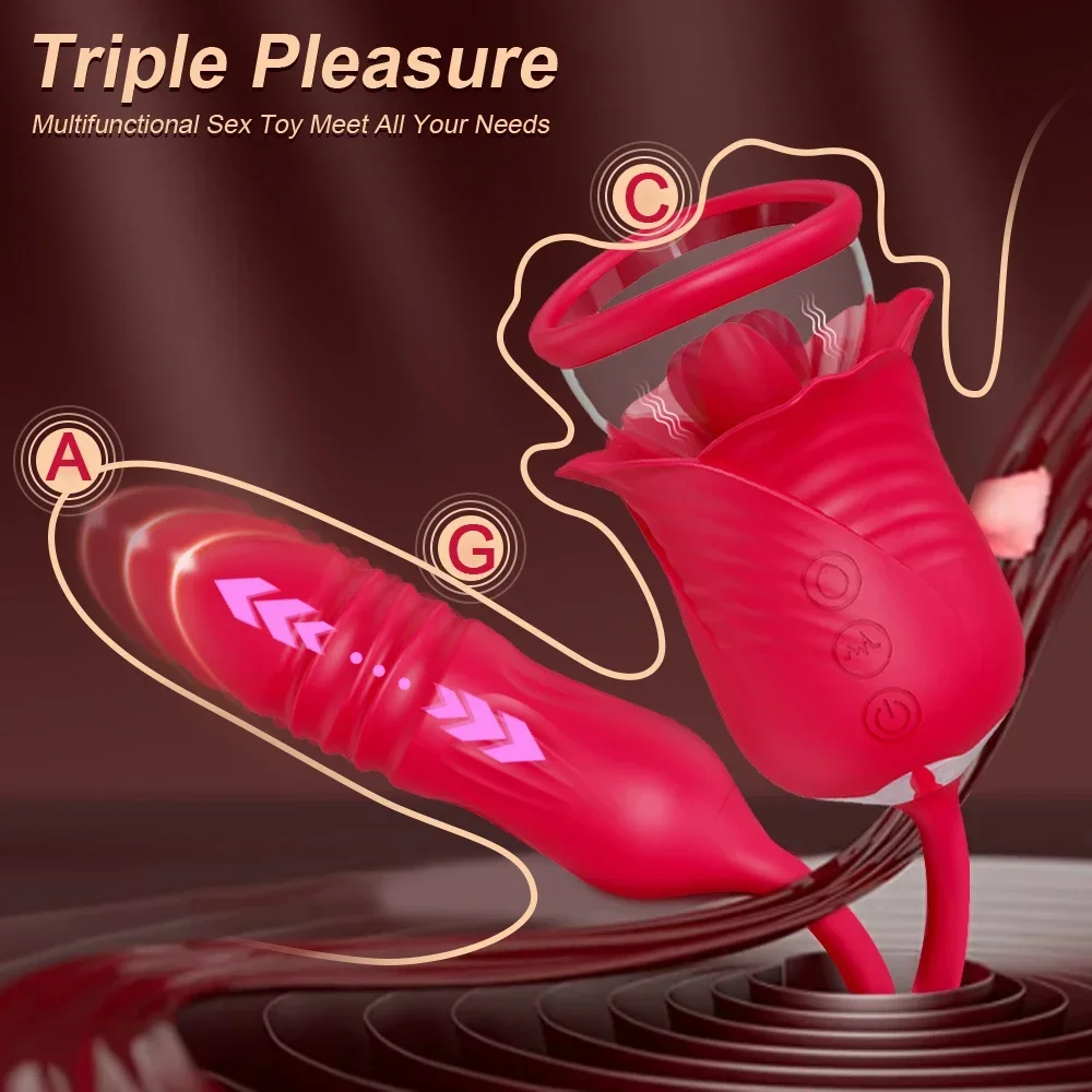 Rose Vibrator For Women G-spot And Clitoris Stimulator Thrusting_voghion.com