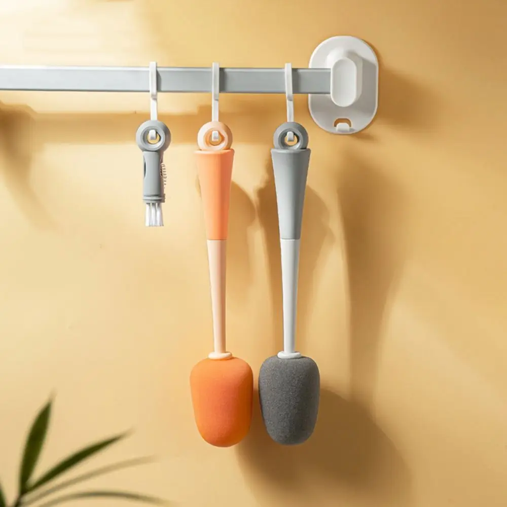 

5-in-1 Water Bottle Brush Soft Bristles Nylon Sponge Feeding Bottle Brush Silicone Straw Long Handled Bottle Cleaning Brush Set