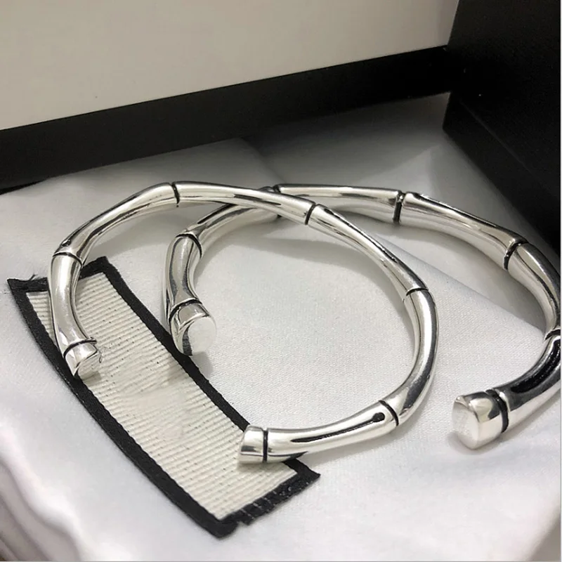 

Simple and fashionable pure silver bamboo bracelet for couples, European and American retro personality, internet celebrity, tre