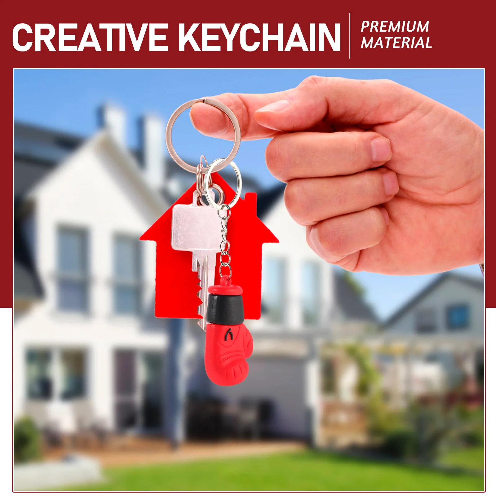 3 PCS Boxing Gloves Keyring Bulk Rings The Gift Hanging Pendant Keychains Creative Red Man