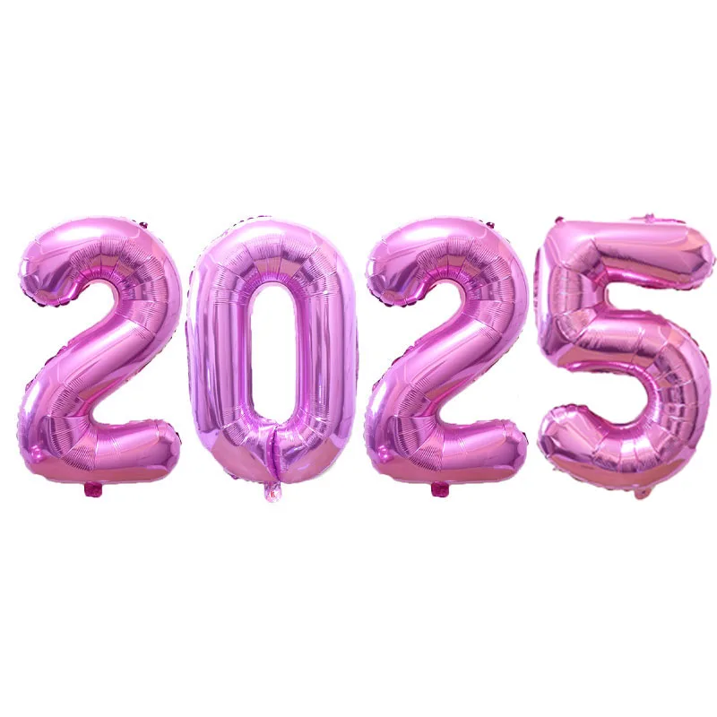 32inch New Year 2025 Number Foil Balloons Rose Gold Silver Air Balls Happy New Year 2025 Globos Christmas Decorations Supplies