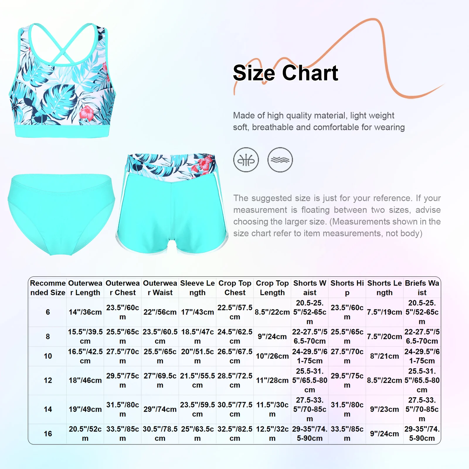 Kids Girls Swimwear Set Long Sleeve Outerwear with Sleeveless Crop Top and Briefs Shorts Outfit for Swimming Beach Pool Bathing