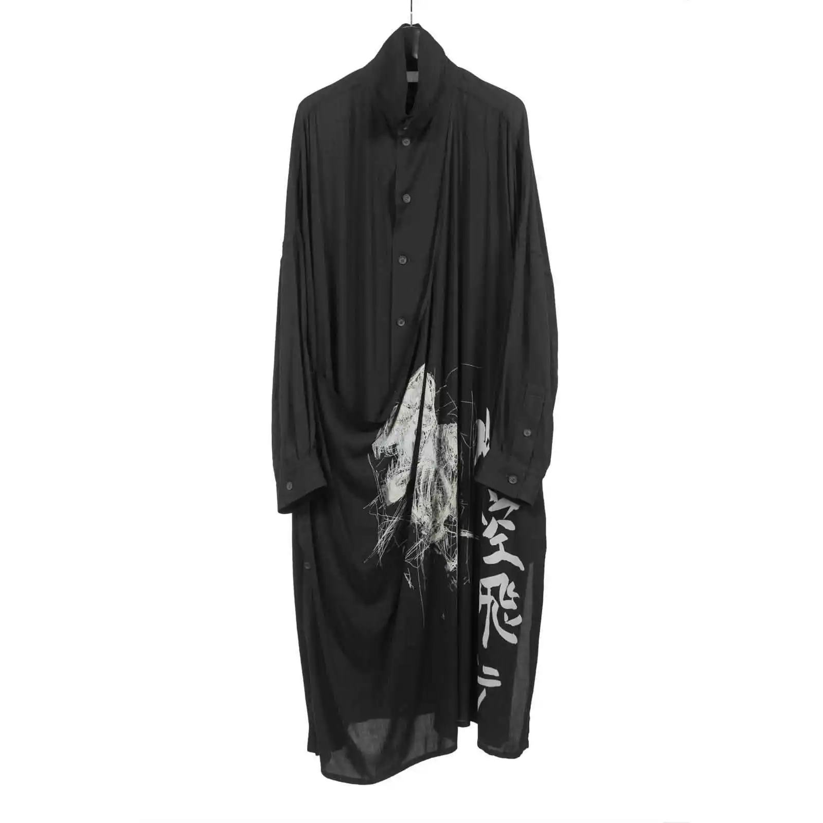 

TOP-YAMOTO Японский оригинальный дизайн Темно-нишевая черная свободная летная рубашка на низкой высоте