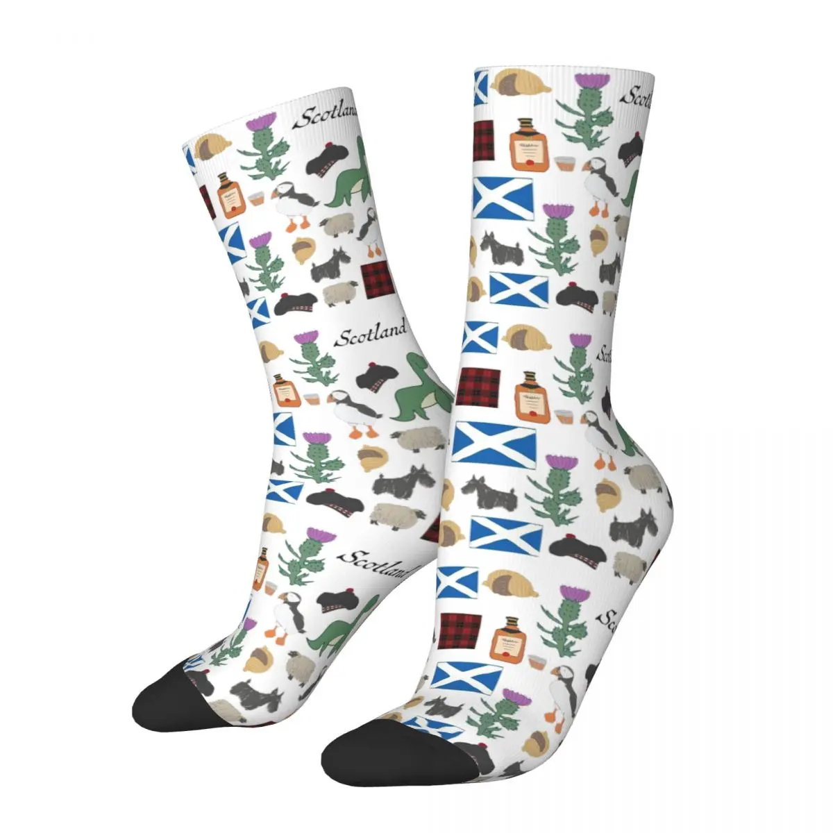 

Cute Scottish Icons Drawing Pattern Design Socks Harajuku High Quality Stockings All Season Long Socks Accessories for Unisex