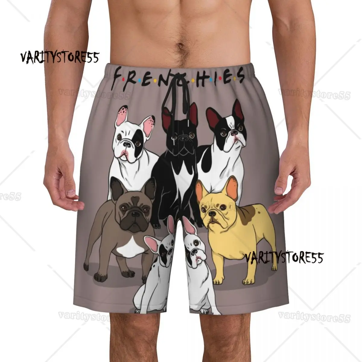 Funny Frenchies French Bulldog Men Swim Trunks Beachwear Quick Dry Beach Board Shorts Dog Animal Swimming Boardshorts