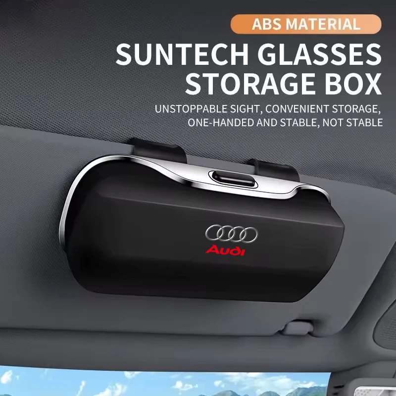 For Audi A4 A3 A6 TT S4 S5 S6 A1 A2 A5 A7 A8 Q1 Q2 Q3 Q4 Q5 Q6 Q7 Q Car Visor Sunglasses Glasses Case Clip Eyeglasses Box Holder