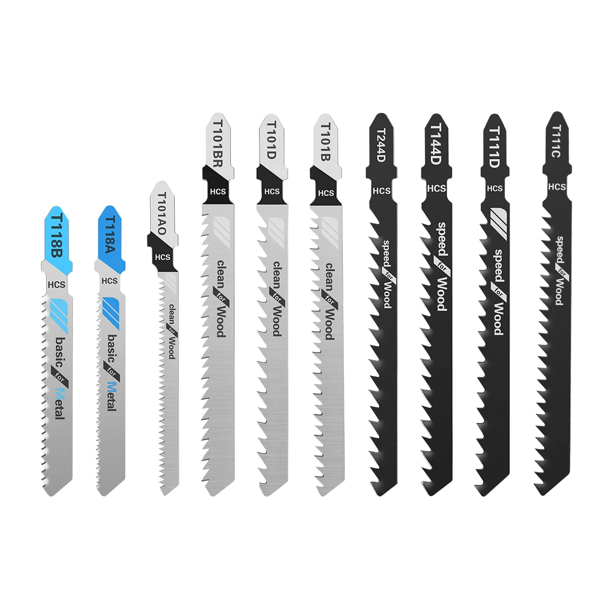 52pcs Jigsaw Blades Set T-Shaft HCS Assorted Jig Saw Blades for Wood Plastic Metal Cutting Woodworking Blade Hand Tool