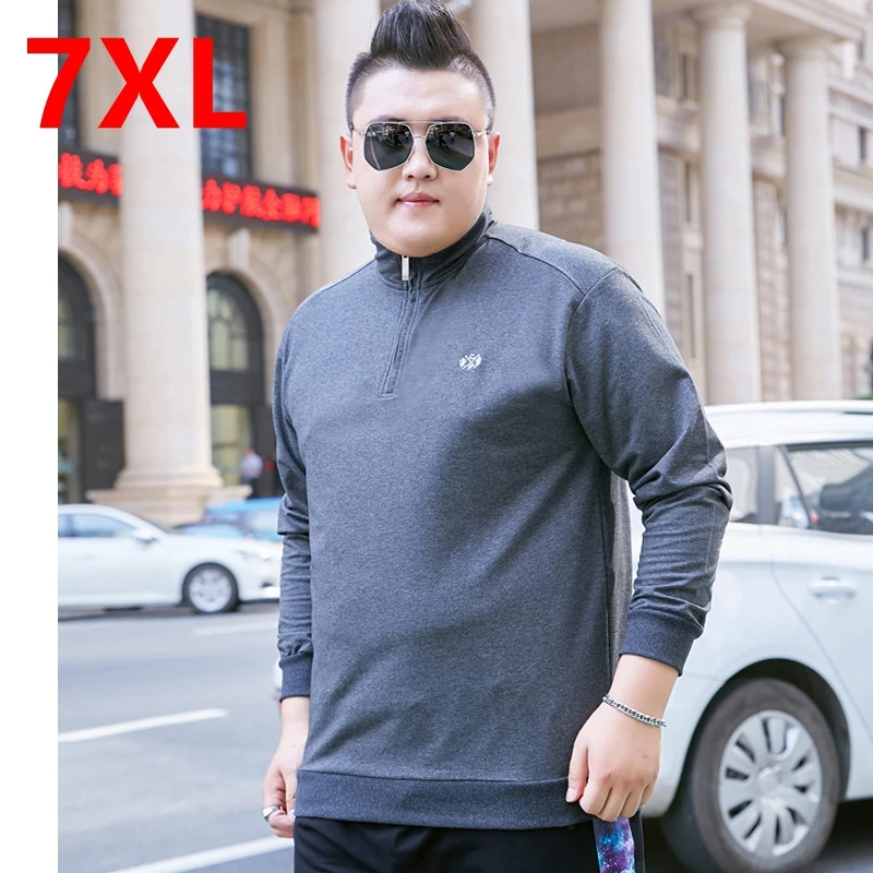 Autumn men's Polo Shirts Elasticity long-sleeved autumn clothes plus size sports shirt lapel zipper oversized 5XL 6XL 7XL