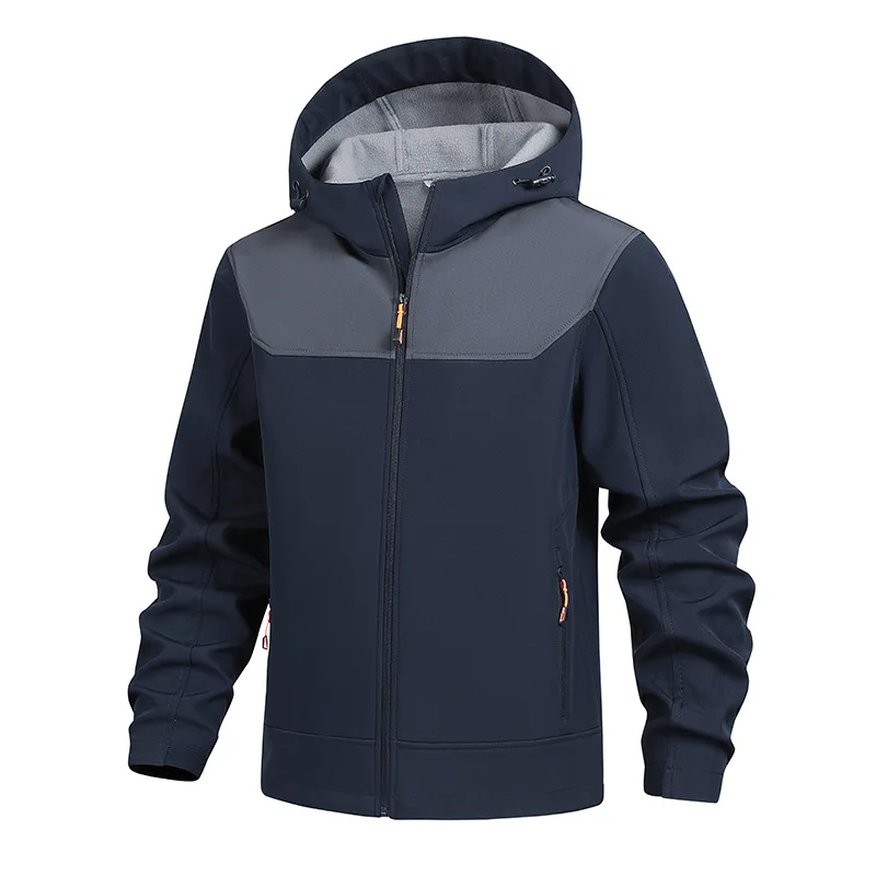 Men's European-Sized Hooded Jacket Spring Casual Soft-Shell Windbreaker Outdoor Middle-Aged Simple New Wear