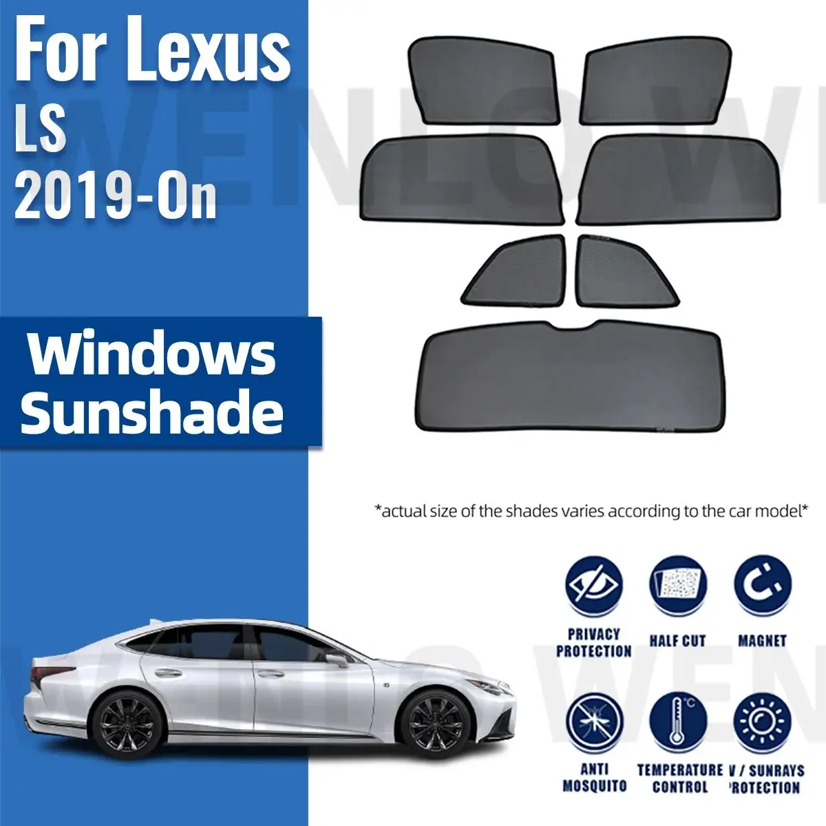 For Lexus LS 2019 2020 2021 2022 2023 2024 350 500 500H Car Window Sunshade Uv Protection Auto Curtain Sun Shade Visor Net Mesh