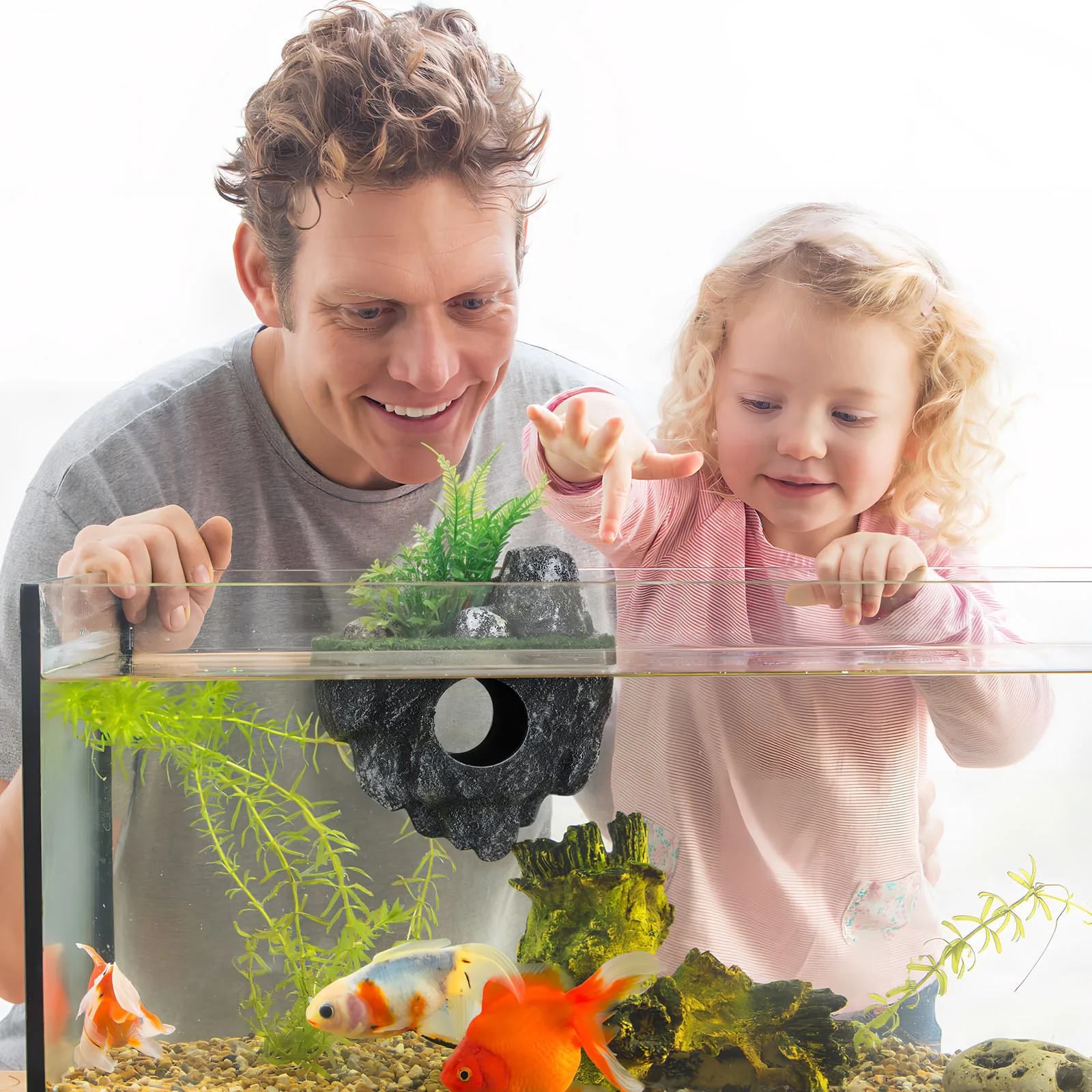 

Floating Stone For Aquarium Decoration Lifelike Resin Fish Hideout Shelter Water Safe Durable Pond Tank Ornament Decor