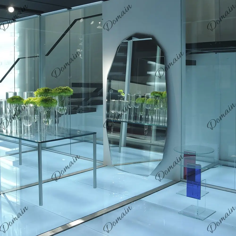 Beauty irregular full body mirror special-shaped fitting mirror clothing store ultra-white large floor mirror showing thinness