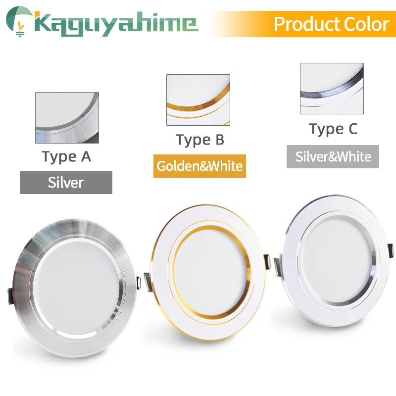 Kaguyahime-foco LED empotrable, lámpara de Panel redondo ultradelgado, 2 piezas, 3W, 5W, 9W, 15W, 18W, CA 220V, 230V, 240V