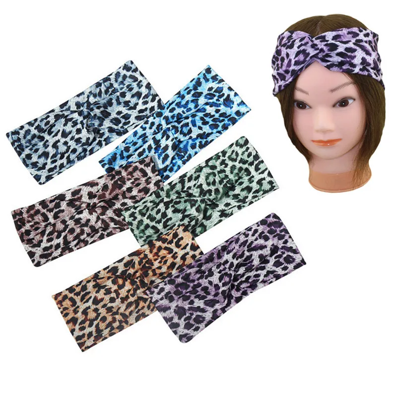 Fashion Sports Fitness Headband Girls Leopard Solid Color Hair Bands Women Vintage Turban Make Up Hair Accessories