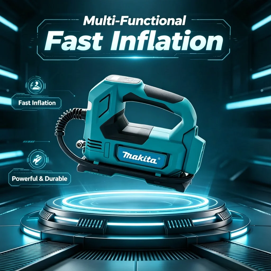 Makita DYS59 18V Li-ion Cordless Air Pump 30-65L Air Volume 130Psi Pressure Digital Display for Car Tire&Inflatable Equipment
