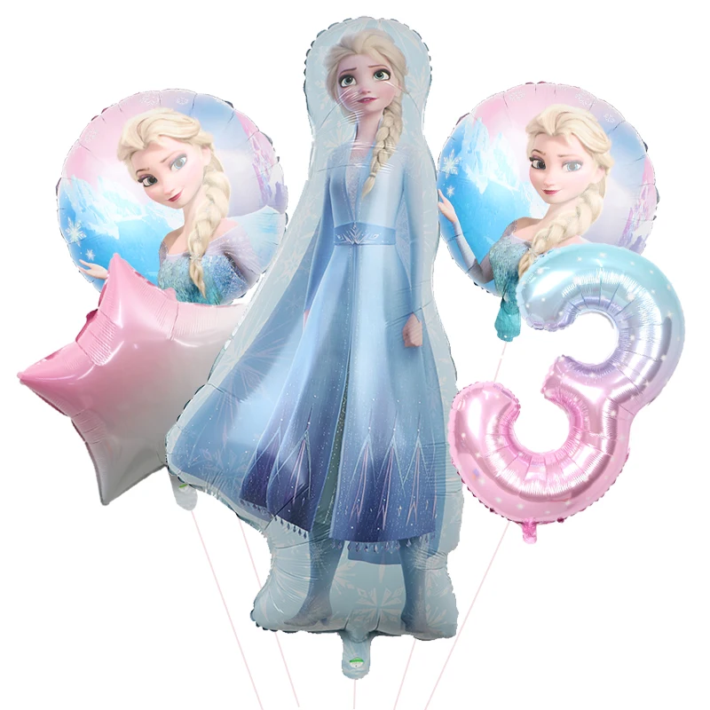 5pcs Disney Frozen Ice Queen Alsa Theme Balloons 40 pollici Gradient Number Ball 1-9th Girls Birthday Party Baby Shower Decorations