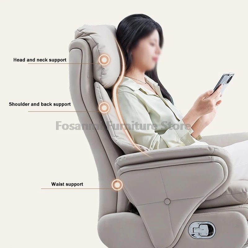 Ergonomic Executive Office Chair With Swivel Seat And Footrest Adjustable Lumbar Support Angle Computer Leather Chair Game Chair