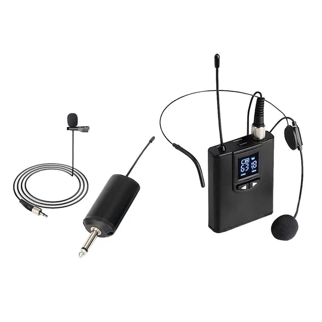 

Wireless Headset Transmitter Clip-on Lapel Tie Microphone Mic & Headset Sets