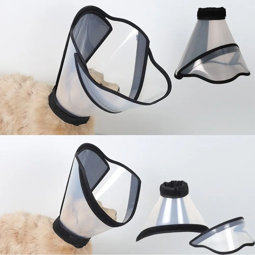 Adjustable Pet Elizabethan Collar Transparent Breathable Dogs Comfy Cones Detachable Anti-Biting Dog Sterilization Collar Wound