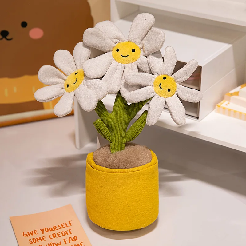New Fun Girasole Margherita Peluche Bambola Gelatina Fiore artificiale in vaso Giocattolo Bonsai Soggiorno Decorazione del desktop Giocattoli Regali di Natale