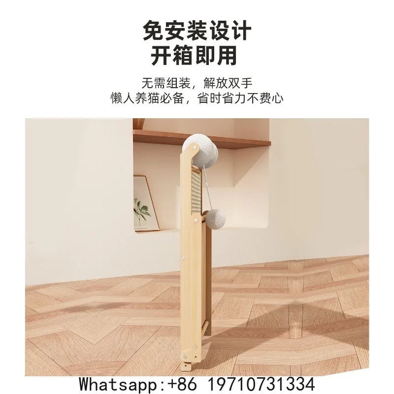 L-shaped Installation-free Sisal Cat Scratching Board Wear-resistant Solid Wood Vertical Cat Toy