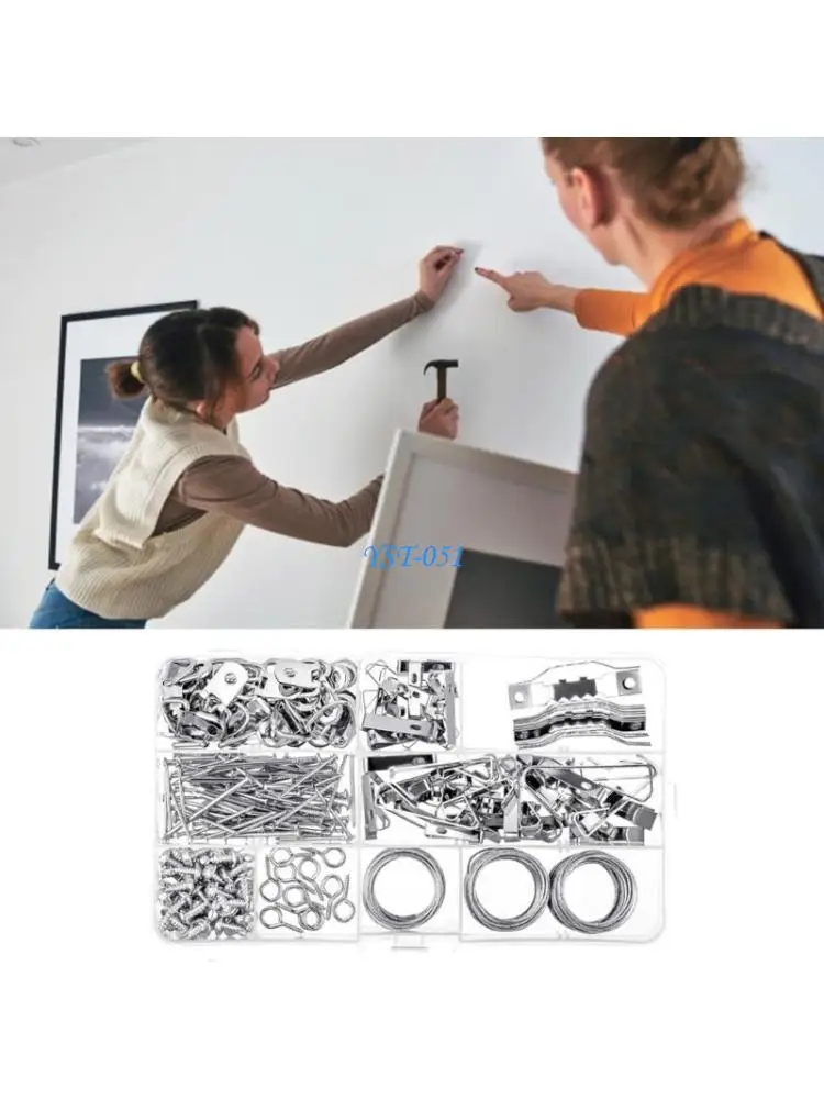 

E15A 246Pcs Picture Hanger with Heavy Duty Picture Hanging Kits On Drywalls