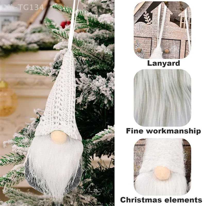 ตุ๊กตาถักไหมพรม 3 ชิ้น ไม่มีหน้า ตกแต่งต้นคริสต์มาส ของตกแต่งบ้าน สุขสันต์วันคริสต์มาส ของขวัญปีใหม่