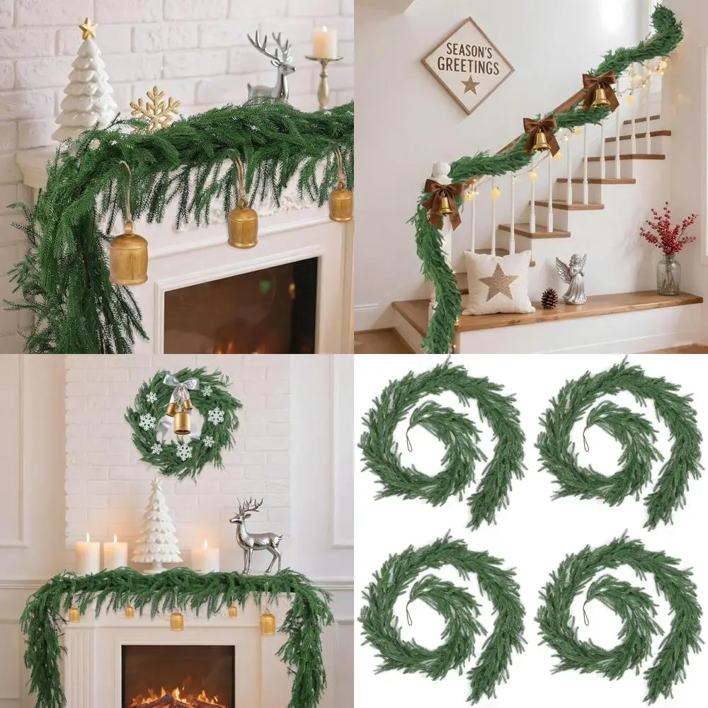 

Artificial Norfolk Pine Garlands, 4.9 Ft, Realistic Faux Winter Greenery for Holiday Decor, Ideal for Table Centerpieces, Mantel