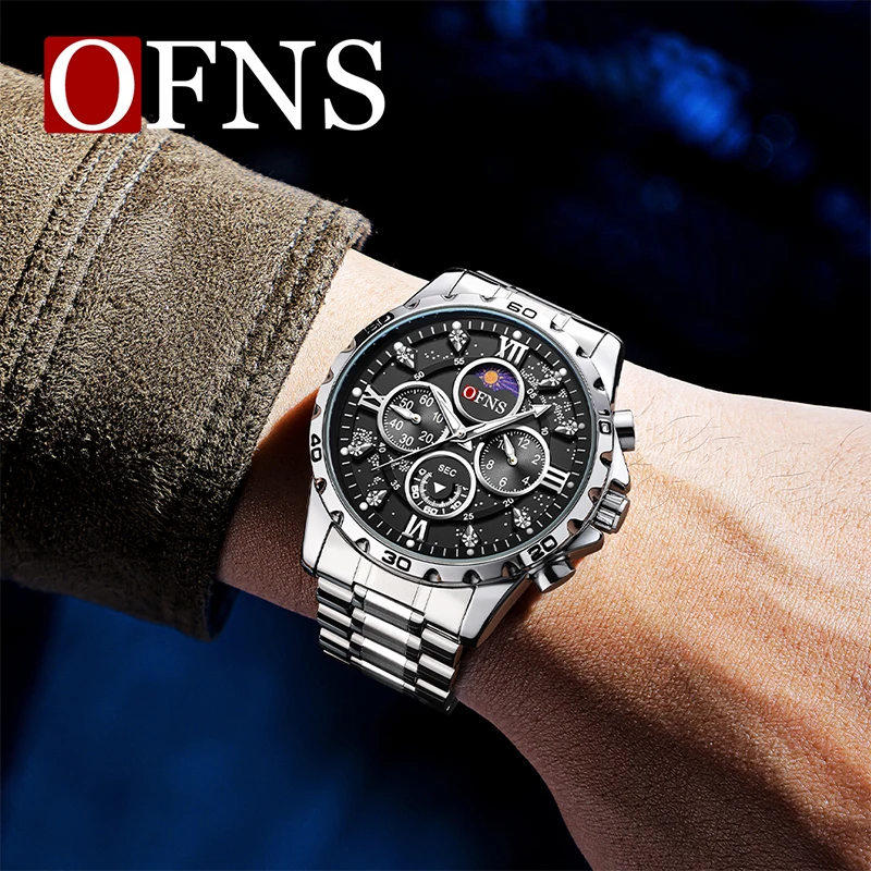 OFNS New Style Hot Selling High Quality Quartz Watch Fashion Trend Business Luminous 30 M Waterproof Multifunctional Men\'s Watch