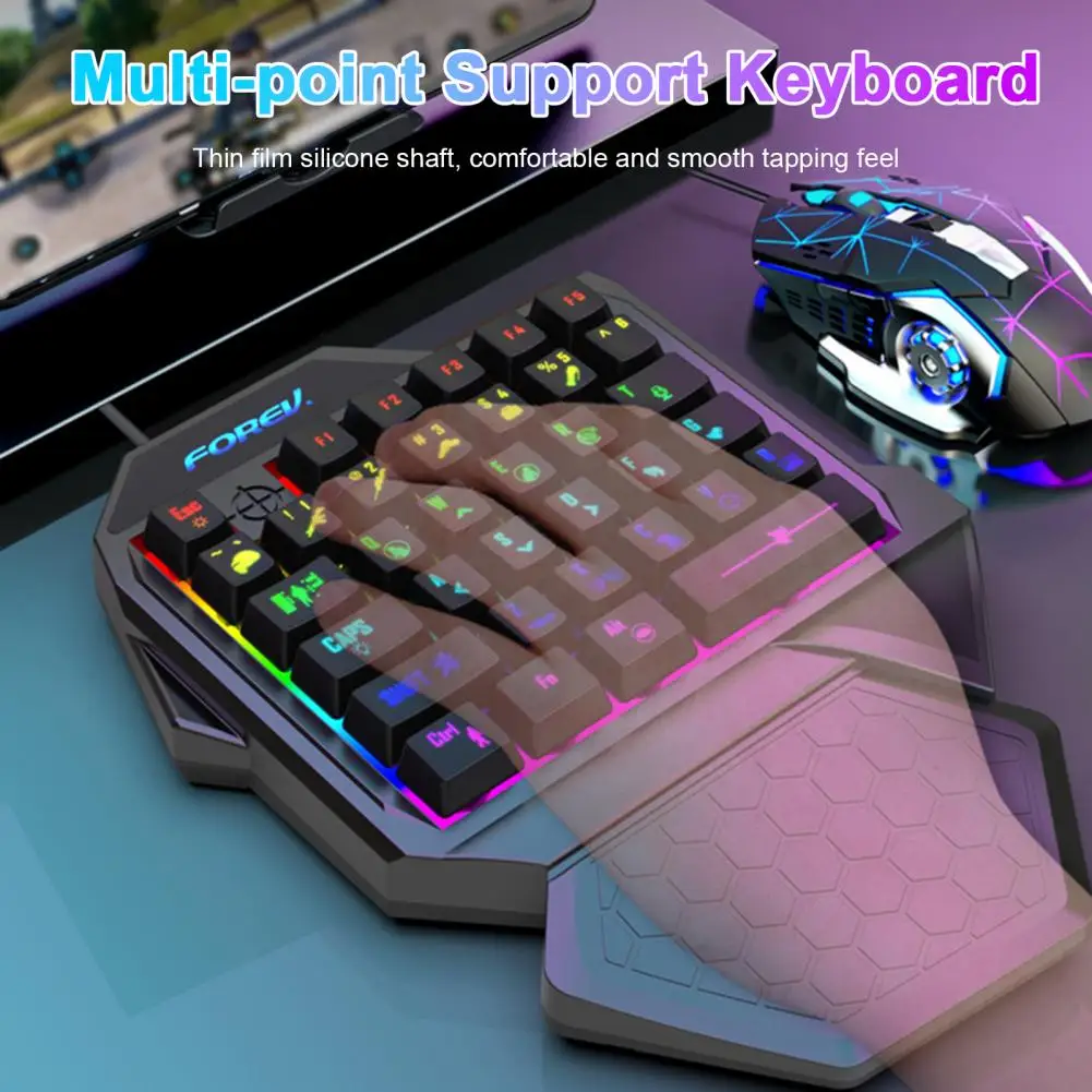 Mini teclado mecánico para jugar con cable RGB de 35 teclas, interruptor de teclado para jugar con una sola mano, controlador de juego de roscado para jugadores de 35 teclas para ordenador, PC y portátil