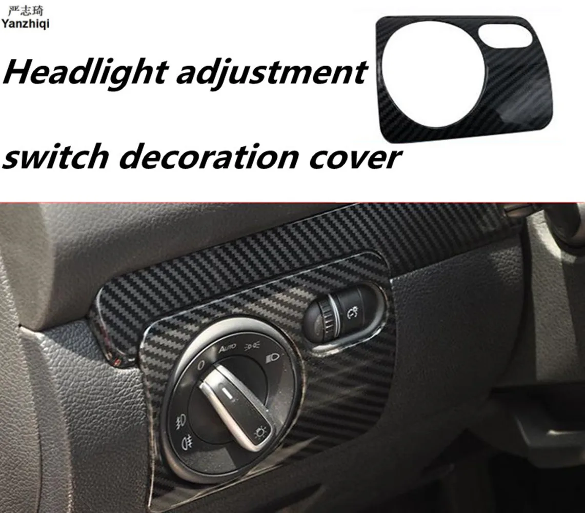 

1pc Car stickers ABS carbon fiber grain Headlight adjustment switch decoration cover for 2009-2013 Volkswagen VW golf 6 MK6