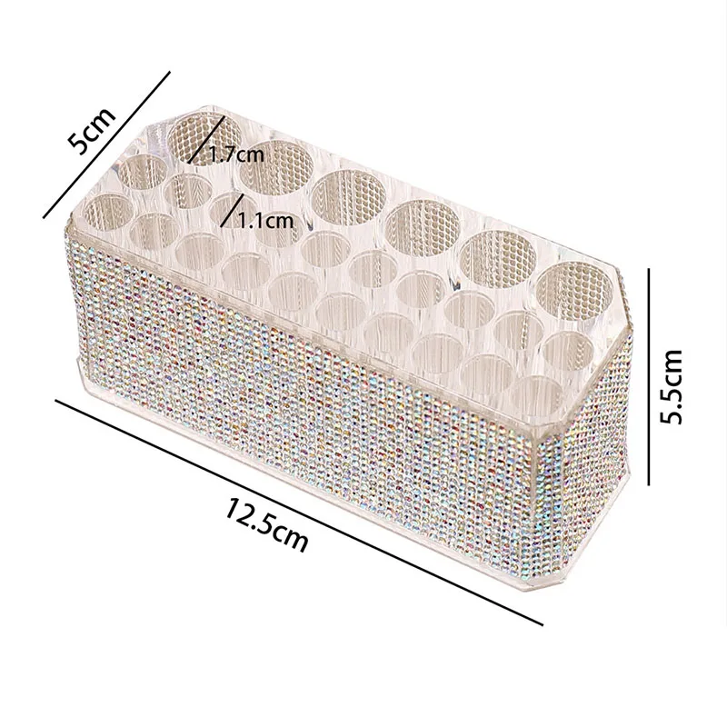 26 Holes Makeup Brushes Storage Box Multi-functional Rhinestone Diamond Cosmetics Brushes Tools Organizer for Eyeliner Lipstick