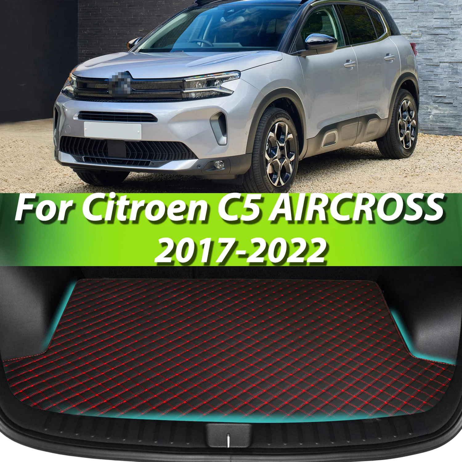 

For Citroen C5 AIRCROSS 2017-2022 Artificial Leather Car Trunk Mat Rear Trunk Cargo Protective Mat Car Interior Accessories