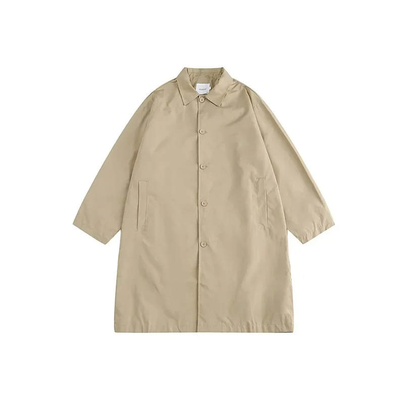 American Retro Japanese Workwear Cityboy Long Trench Coat Unisex Loose Casual Streetwear Fashion All Match Outerwear
