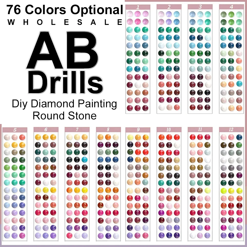 AB Камни Круглые сверла для DIY алмазная живопись вышивка женская красочная мозаика 76 цветов 2,8 мм Смола оптовая продажа ювелирных изделий AB Камни Круглые сверла для DIY алмазная живопись вышивка женская красочная мозаика 76 цветов 2,8 мм Смола оптовая продажа ювелирных изделий