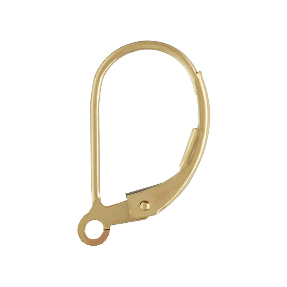 1 Pair Plain Leverback Earring Wires in 14K Gold Filled with Open Jump Ring