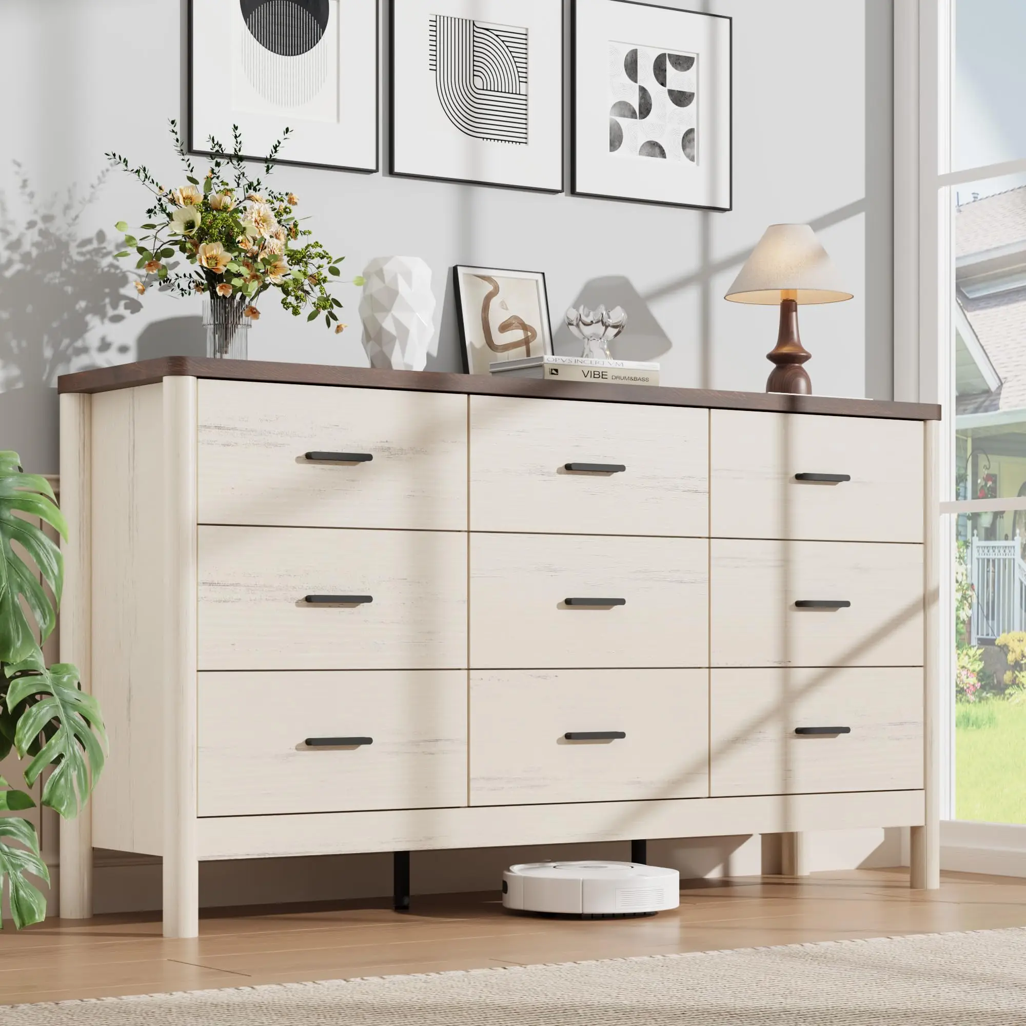 9-Drawer Farmhouse Dresser for Bedroom – 58.27