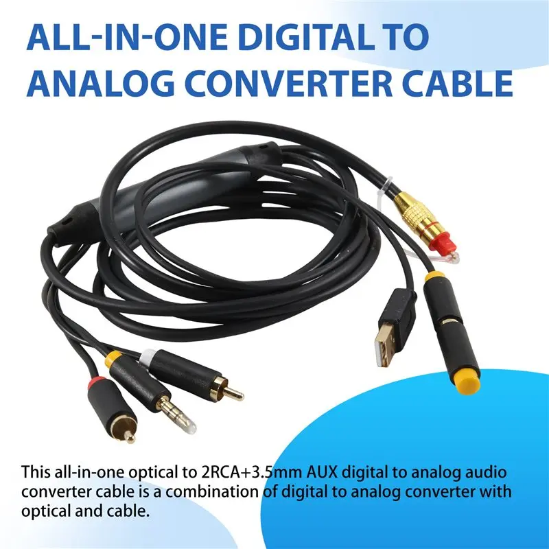 A41Z-Digital Optical To Analog 3.5Mm AUX Audio Cable Optical To 2RCA Adapter Coaxial To Stereo L/R Audio Amplifier
