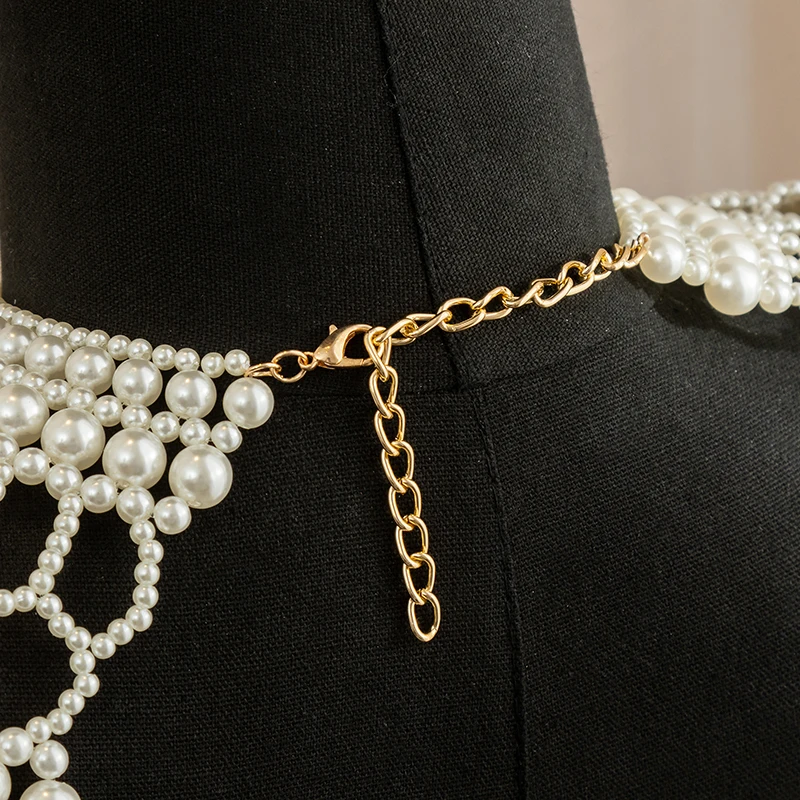 حزيم قصة 2025 جديد الصيف اللؤلؤ مطرز الدانتيل تقليم طوق أشرطة المرأة قلادة مجوهرات للملابس فستان الزفاف